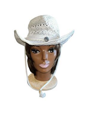 Morgan Taylor Caroline Cowboy Hat with Adjustable Chin Cord in White